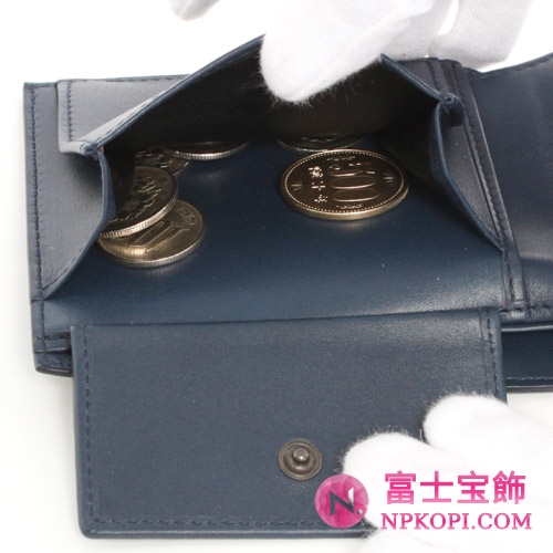 ボッテガヴェネタ カーフレザー 二つ折財布 ネイビー 193642V46514130  【2011年春夏新作】